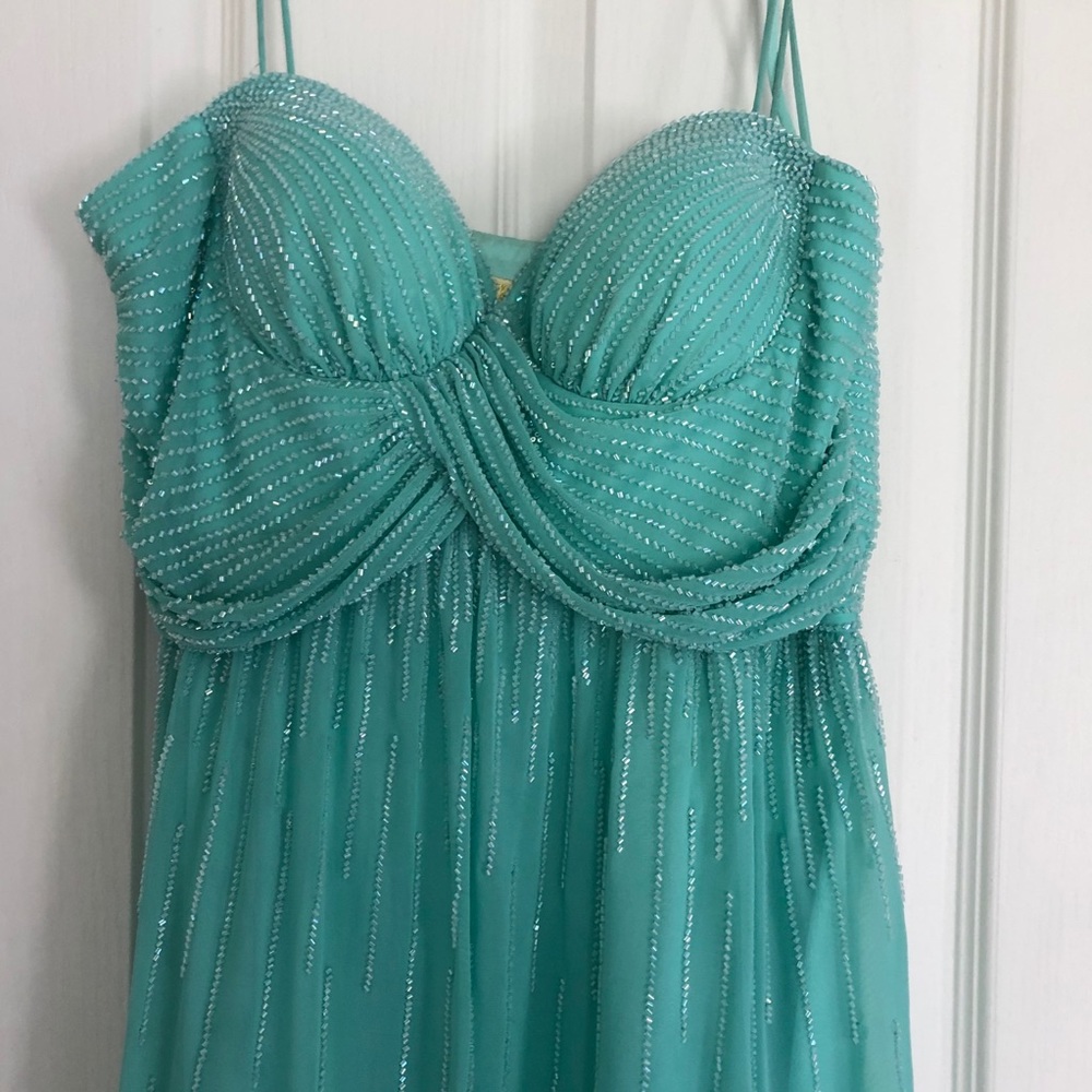 Sea foam prom dress
